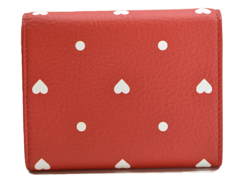 Balenciaga Compact Leather Red Folding Dot Wallet Heart Paper Red